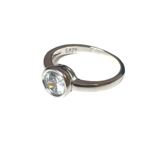Clyo ring zilver zirkonia crystal rond